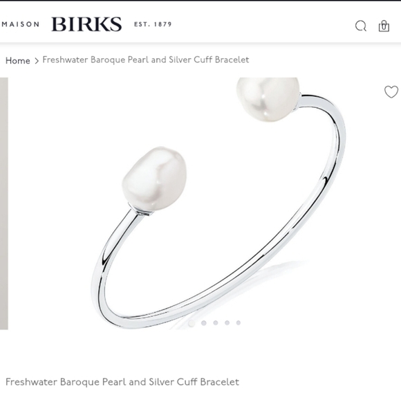 Birks Freshwater Barocque Pearl Silver Cuff Bracelet S/M - Picture 4 of 6